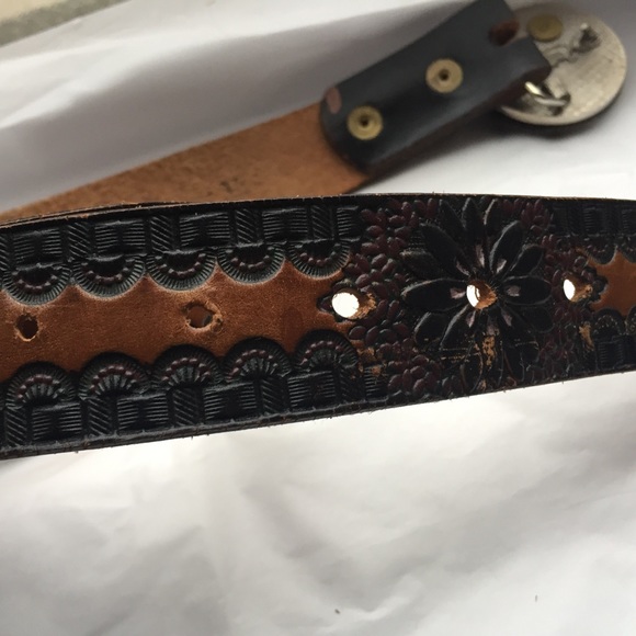 Beth Frank | Accessories | Beth Frank Brown Tooled Leather Belt Inlay ...